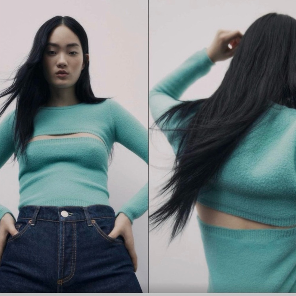 NWT Zara Mint Green Cropped Sweater